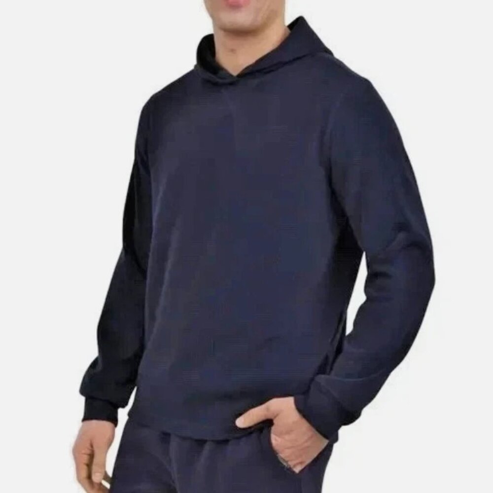 Eddie Bauer Men's Size Large Blue Textured Lounge Hoodie Sweatshirt NWT